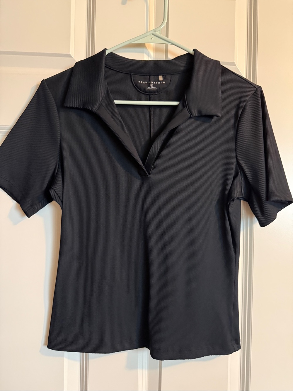 Travis Mathew Black Short-Sleeve Open V Polo